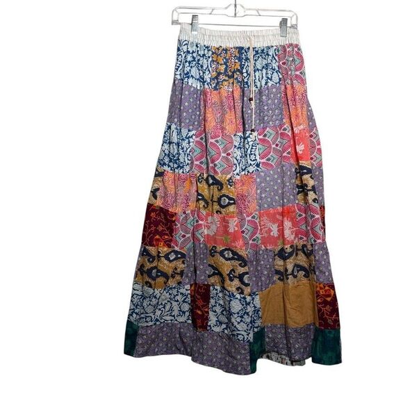 Jessica Taylor Skirt Women's Patchwork Cottage A-Line Lined Colorful Boho - Picture 1 of 10